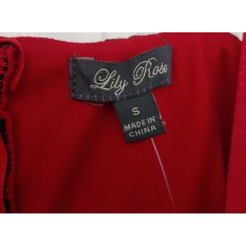 NWTS! Red & Black Floral Lily Rose Dress Size Small Missing Belt - Picture 13 of 13